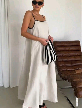 Vestido Longo de Viscolinho Branco – Minimalismo, frescor e elegância atemporal