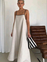 Vestido Longo de Viscolinho Branco – Minimalismo, frescor e elegância atemporal